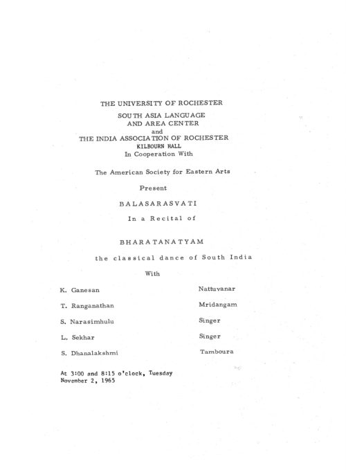 1965 November 2 Balasarasvati Classical South Indian Dance_Page_02 1965 November 2 Balasarasvati Classical South Indian Dance_Page_02