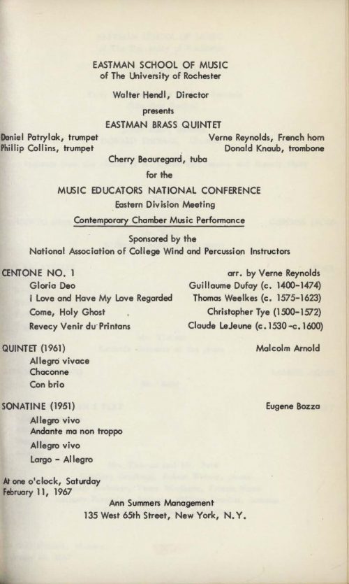 1967 February 11 Eastman Brass Quintet
