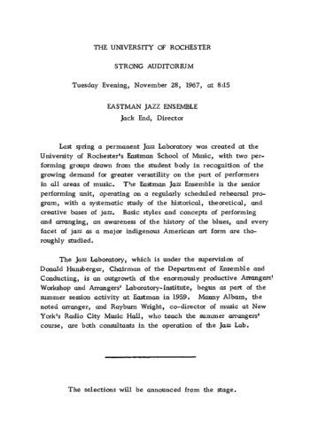 1967 November 28 Eastman Jazz Ensemble 1967 November 28 Eastman Jazz Ensemble_Pg 1