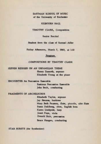 1969 March 7 Timothy Clark, composition