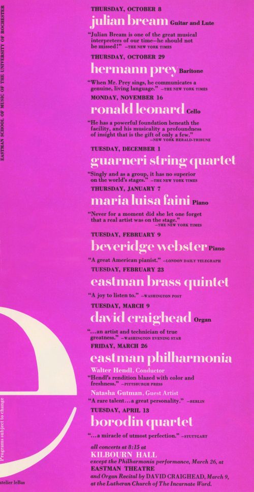 Great Performers Series Full Pamphlet (Includes Julian Bream and Hermann Prey) Page 01