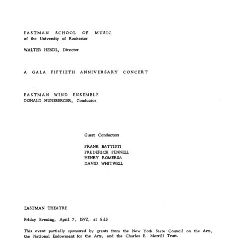 1972 April 7 Eastman Wind Ensemble page 2 1972 April 7 Eastman Wind Ensemble page 2