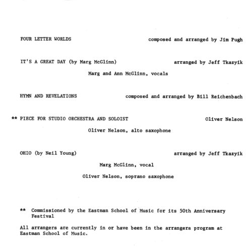 1972 March 4 Eastman Studio Orchestra with Oliver Nelson_Page_4 1972 March 4 Eastman Studio Orchestra with Oliver Nelson_Page_4