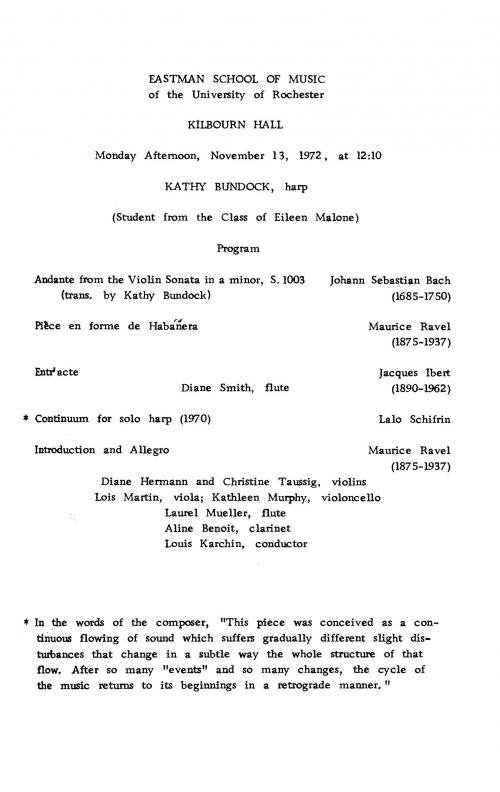 1972 November 13 Kathy Bundock Plays Schifrin