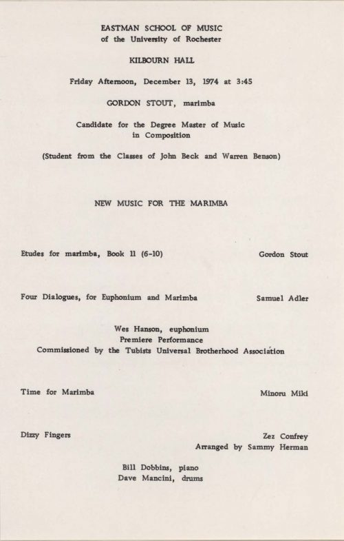 1974 December 13 New Music for the Marimba