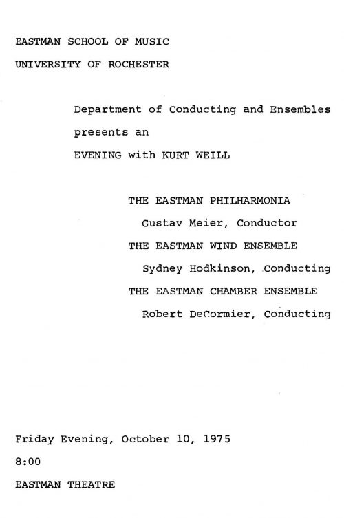 An Evening with Kurt Weill Page 1