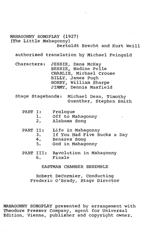 An Evening with Kurt Weill Page 5