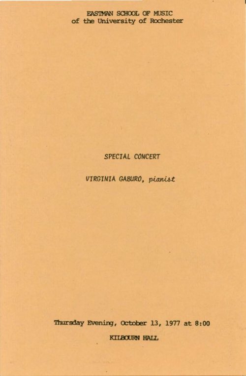 Virginia Gaburo, Pianist Page 1