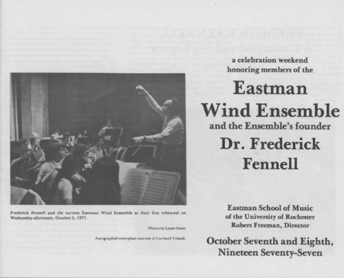 A Celebration Weekend Honoring Members of the Eastman Wind Ensemble and Dr. Frederick Fennell Page 1