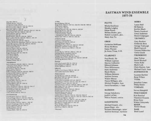 A Celebration Weekend Honoring Members of the Eastman Wind Ensemble and Dr. Frederick Fennell Page 5