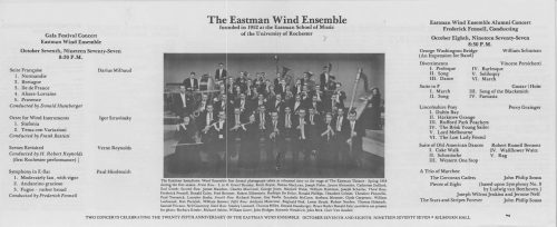 A Celebration Weekend Honoring Members of the Eastman Wind Ensemble and Dr. Frederick Fennell Page 6