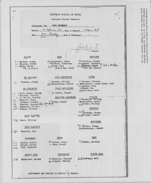 A Celebration Weekend Honoring Members of the Eastman Wind Ensemble and Dr. Frederick Fennell Page 7