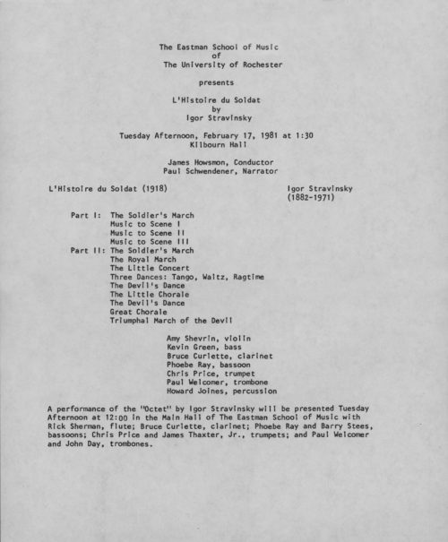 1981 February 17 L'Historie du Soldata 1981 February 17 L'Historie du Soldata