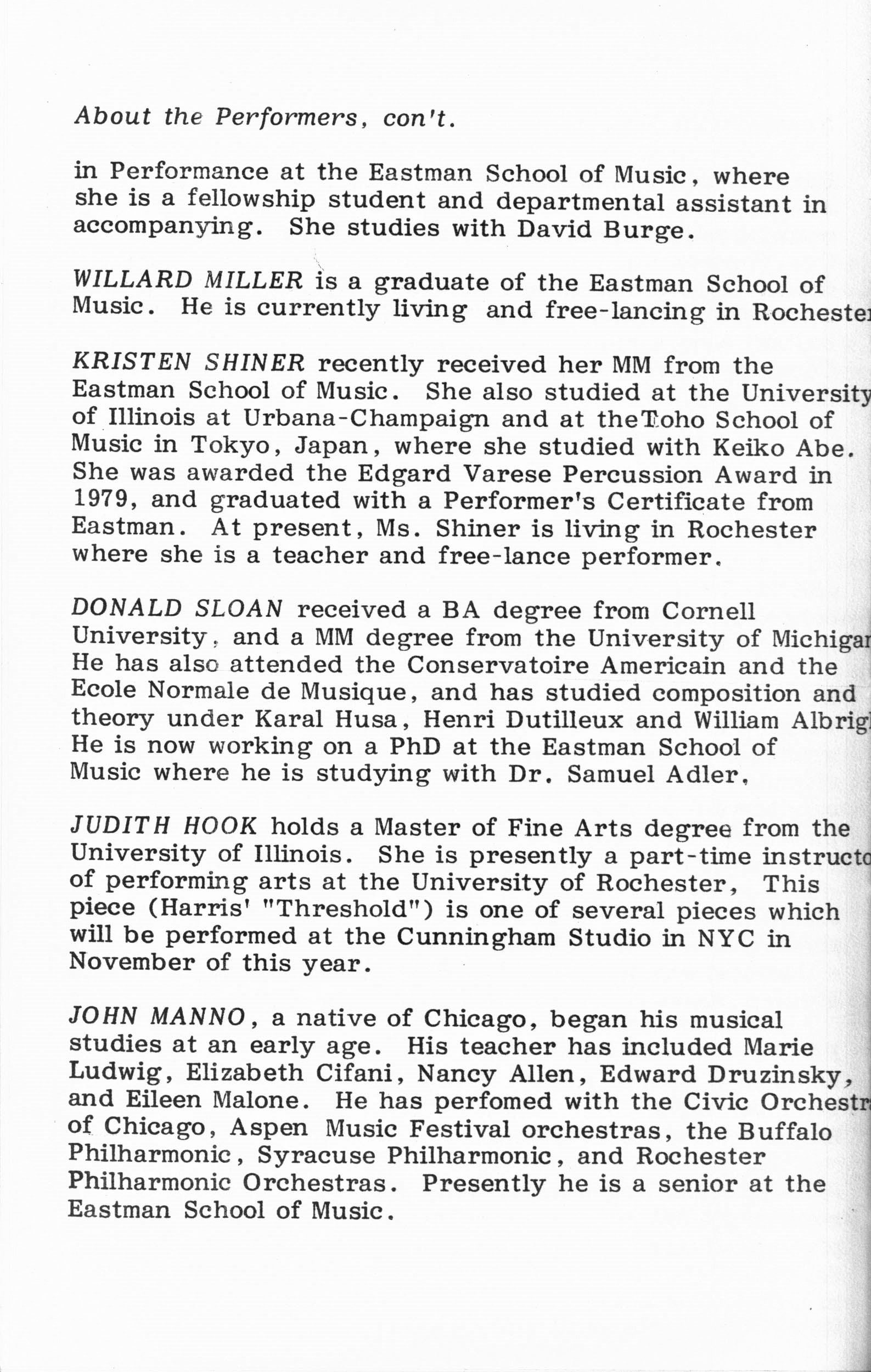 1983 ICMC Concert II program, page 10