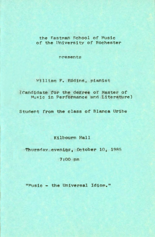 Wiliam D Eddins Piano Recital Page 1