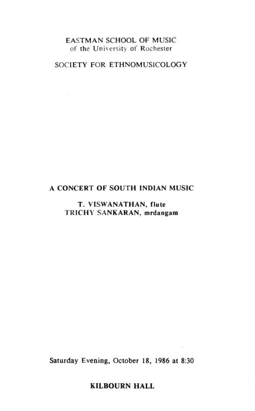 1986 October 18 A Concert of South Indian Music_Page_1 1986 October 18 A Concert of South Indian Music_Page_1