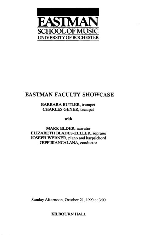 1990 October 21 Eastman Faculty Showcase, Barbara Butler and Charles Geyer_Page_1 1990 October 21 Eastman Faculty Showcase, Barbara Butler and Charles Geyer_Page_1