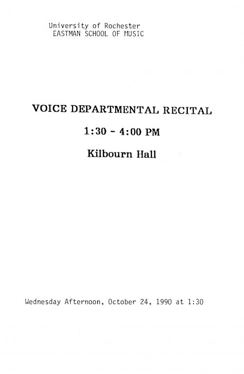 1990 October 24 Voice Departmental Recital (Includes Anthony Dean Griffey)_Page_1