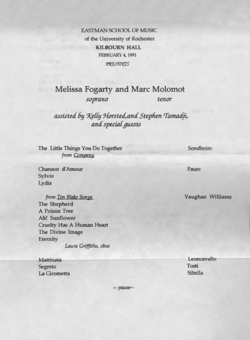 1991 February 4 Melissa Fogarty with Marc Molomot page 1