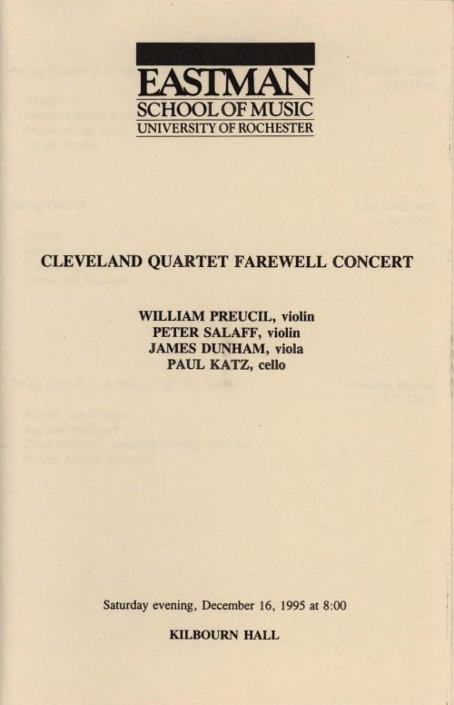 1995 December 16 Cleveland Quartet Farewell concert Page 1