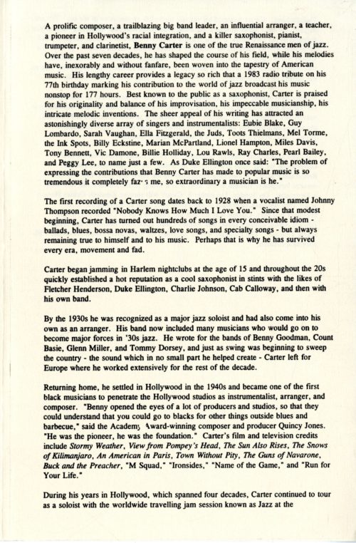 1996 October 18 ENE, ENJE, Benny Carter soloist page 5 1996 October 18 ENE, ENJE, Benny Carter soloist page 5