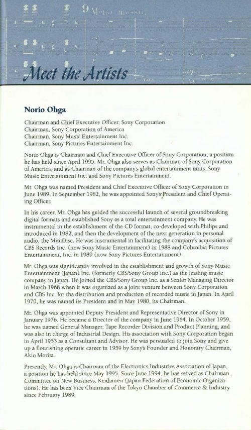 Eastman Philharmonia conducted by Norio Ohga (Head of Sony Corp.) Page 5