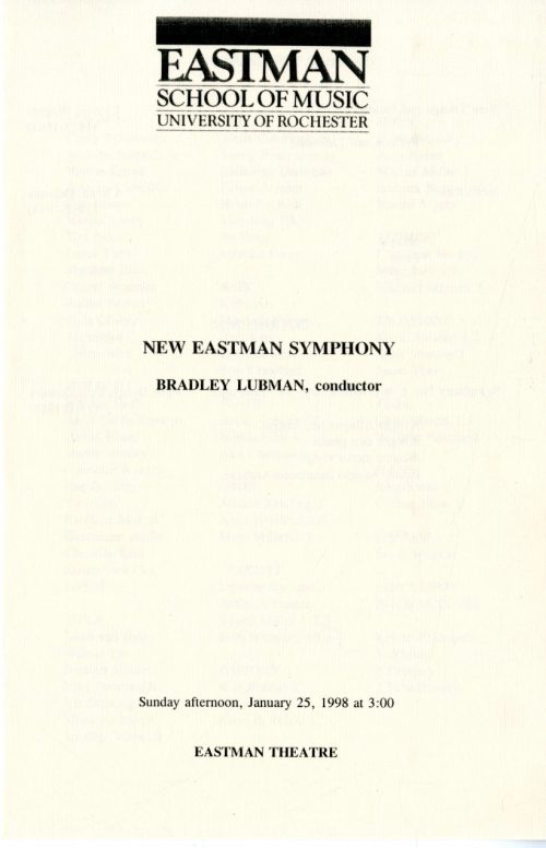 1998 January 25 New Eastman Symphony page 1