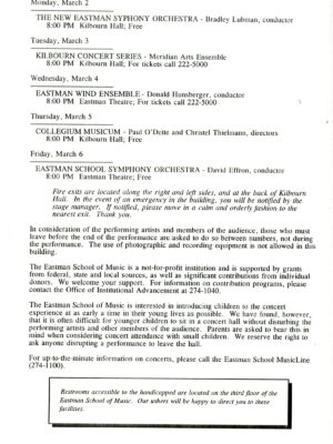 Concert program of March 2nd, 1998.