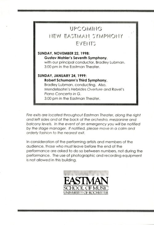 1998 November 11 New Eastman Symphony page 5
