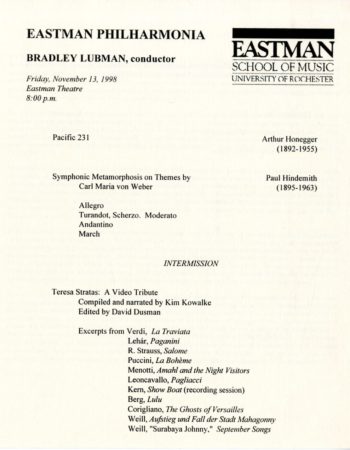 1998 November 13 Eastman Philharmonia page 1 1998 November 13 Eastman Philharmonia page 1