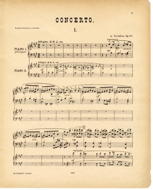 2 Scriabin Concerto, first page of music laieff