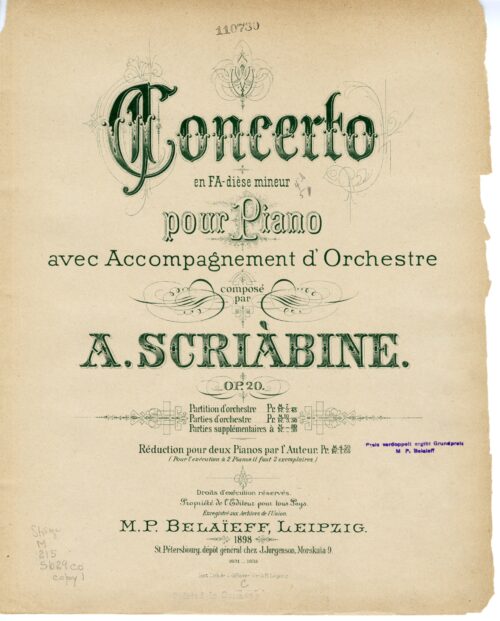 2 Scriabin Concerto, title page