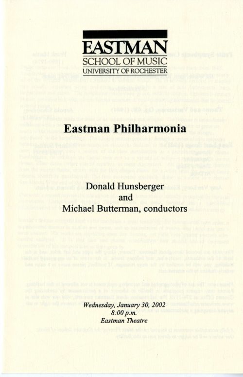 2002 January 30 Eastman Philharmonia page 1
