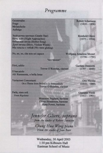 2003 April 30 Jennifer Gliere, Soprano, and Chung Hua Weng, Piano, in a Bel Canto Recital_Page_02