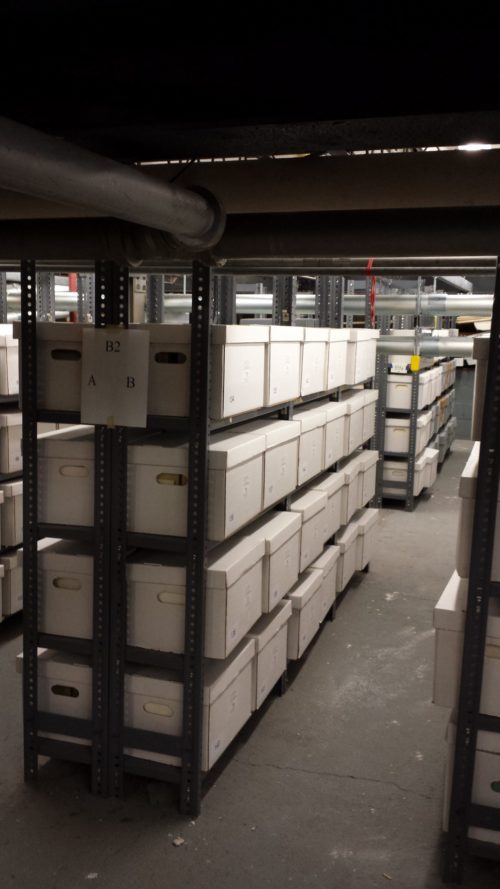 20160310_181130 white Hollinger boxes line the rows of shelving