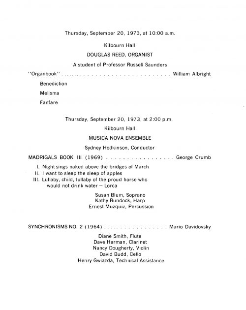 1972 September Inauguration program page 2