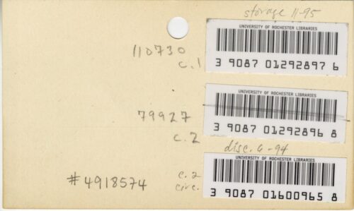 5 SML shelflist card, verso