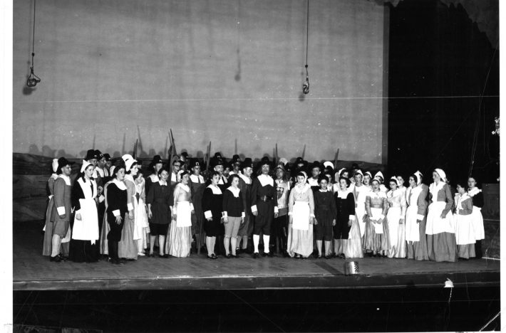 The chorus of Pilgrims in the Eastman School’s 1955 production of Merry Mount