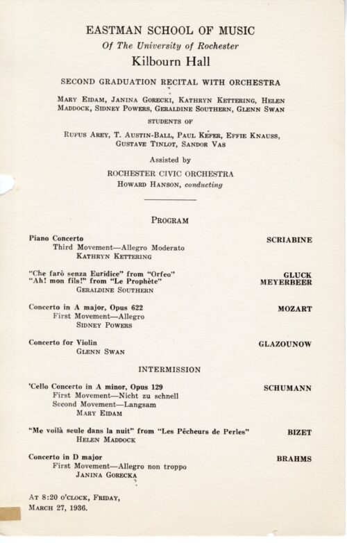 8 ESM program, March 27, 1936