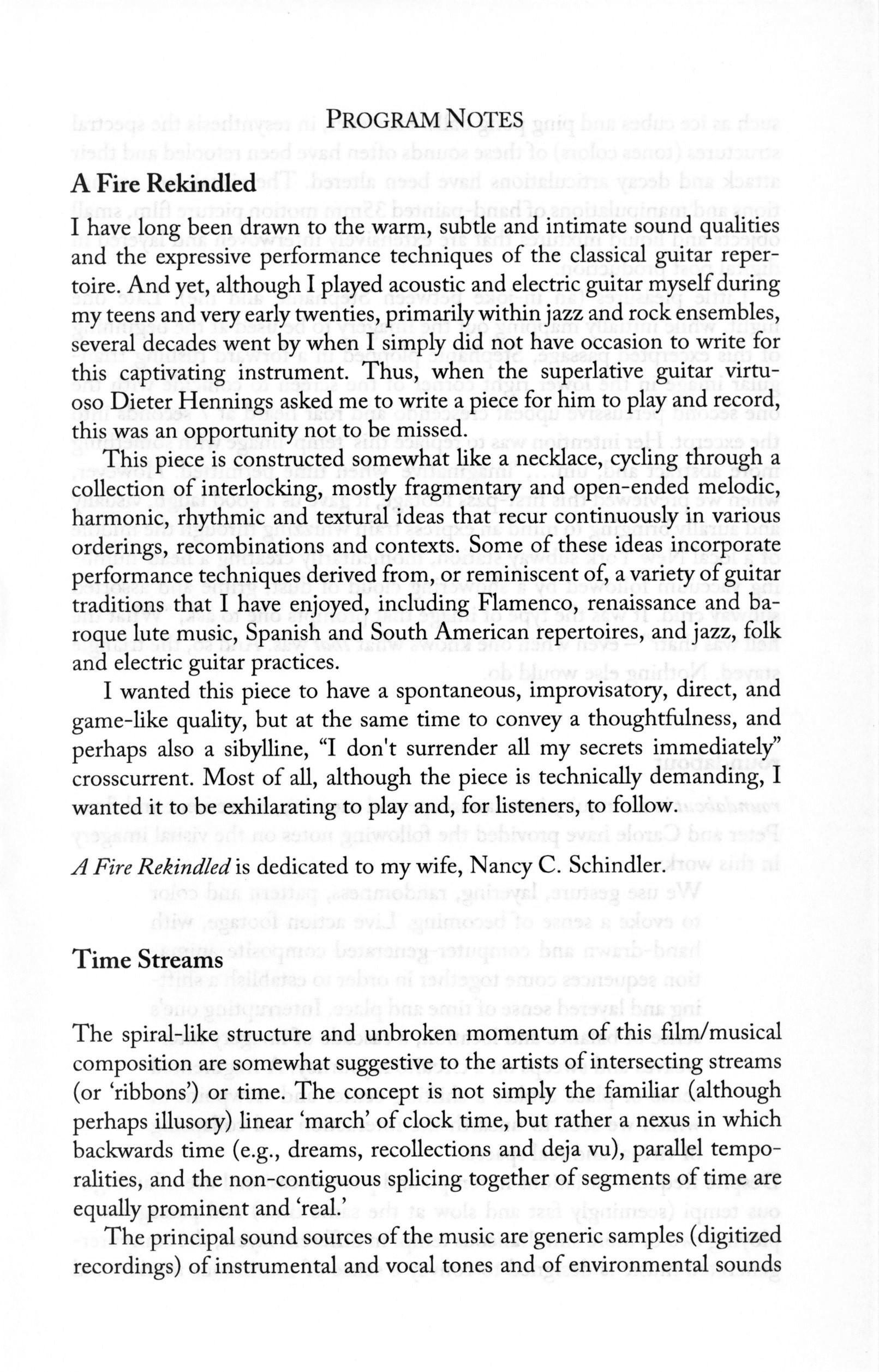 Allan Schindler memorial concert program