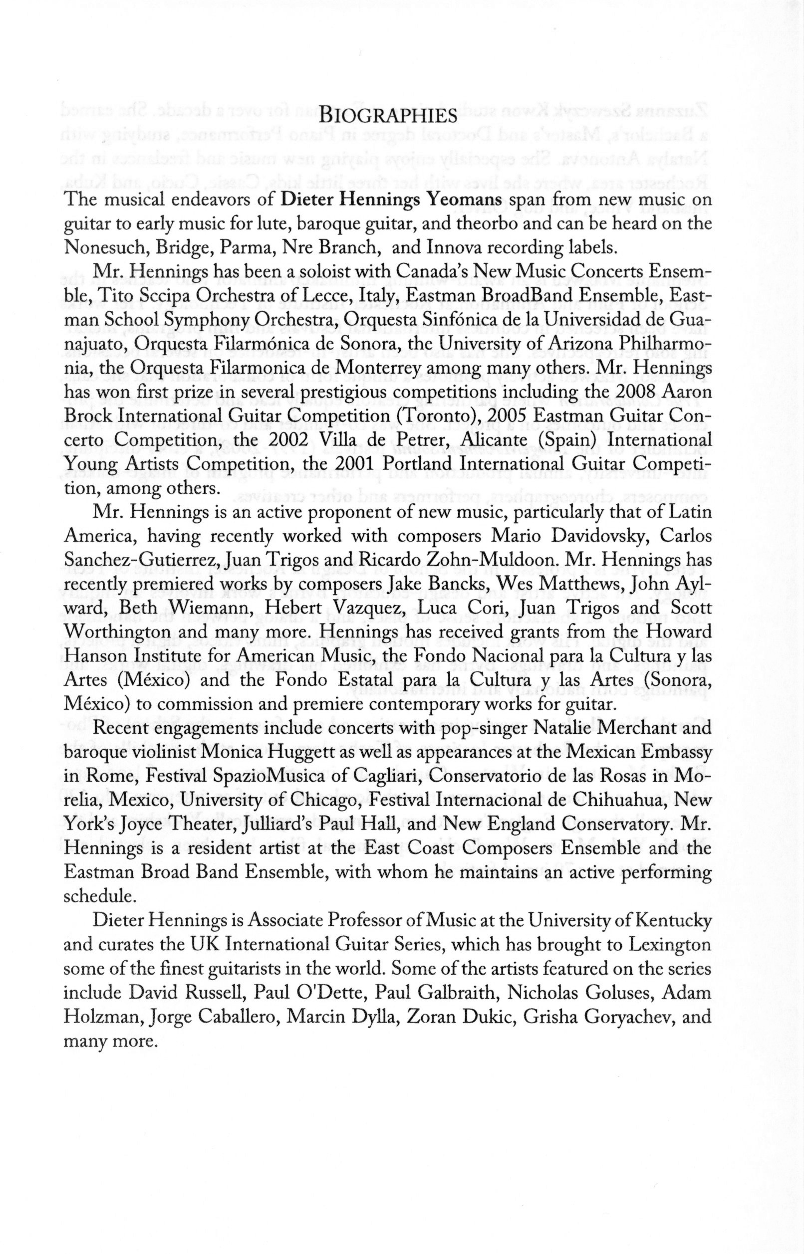 Allan Schindler memorial concert program