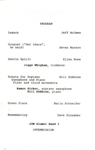 April 21, 1990 page 2 printed program, April 21, 1990