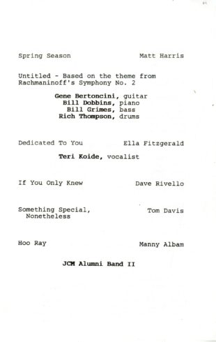 April 21, 1990 page 3 printed program, April 21, 1990