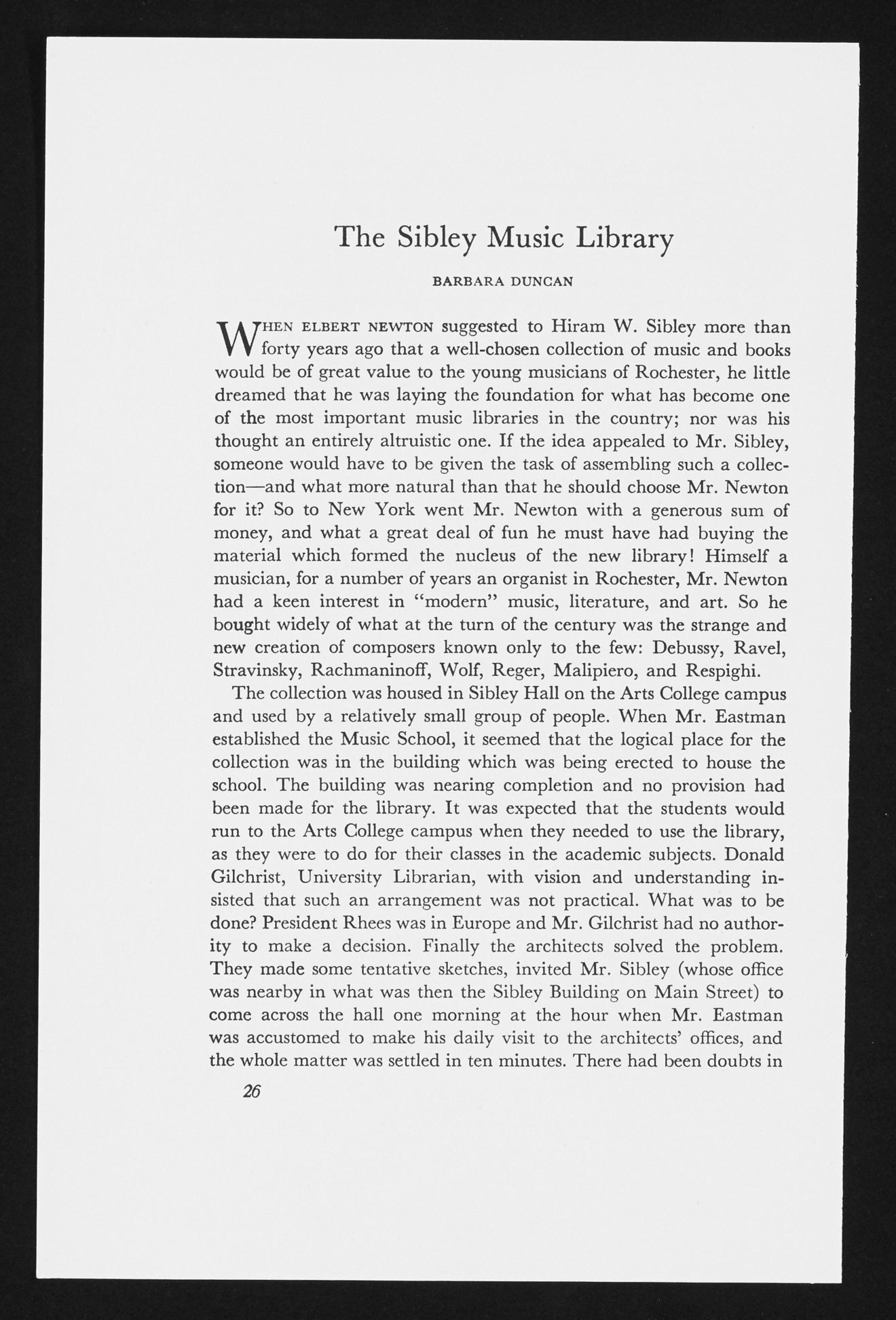 Article on The Sibley Music Library, page 1