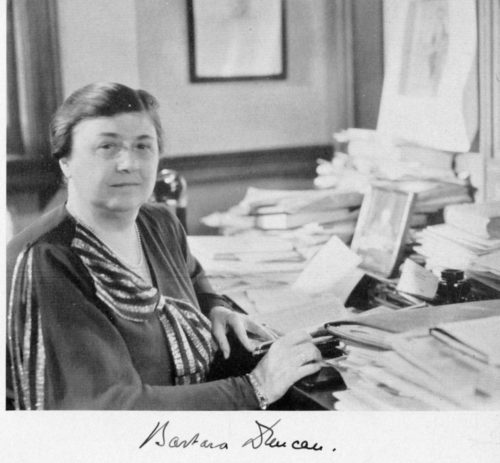 Barbara Duncan at her desk at SML