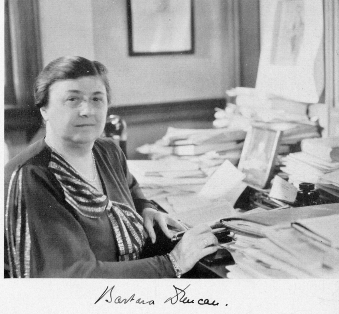 Barbara Duncan at her desk at SML Barbara Duncan at her desk at SML