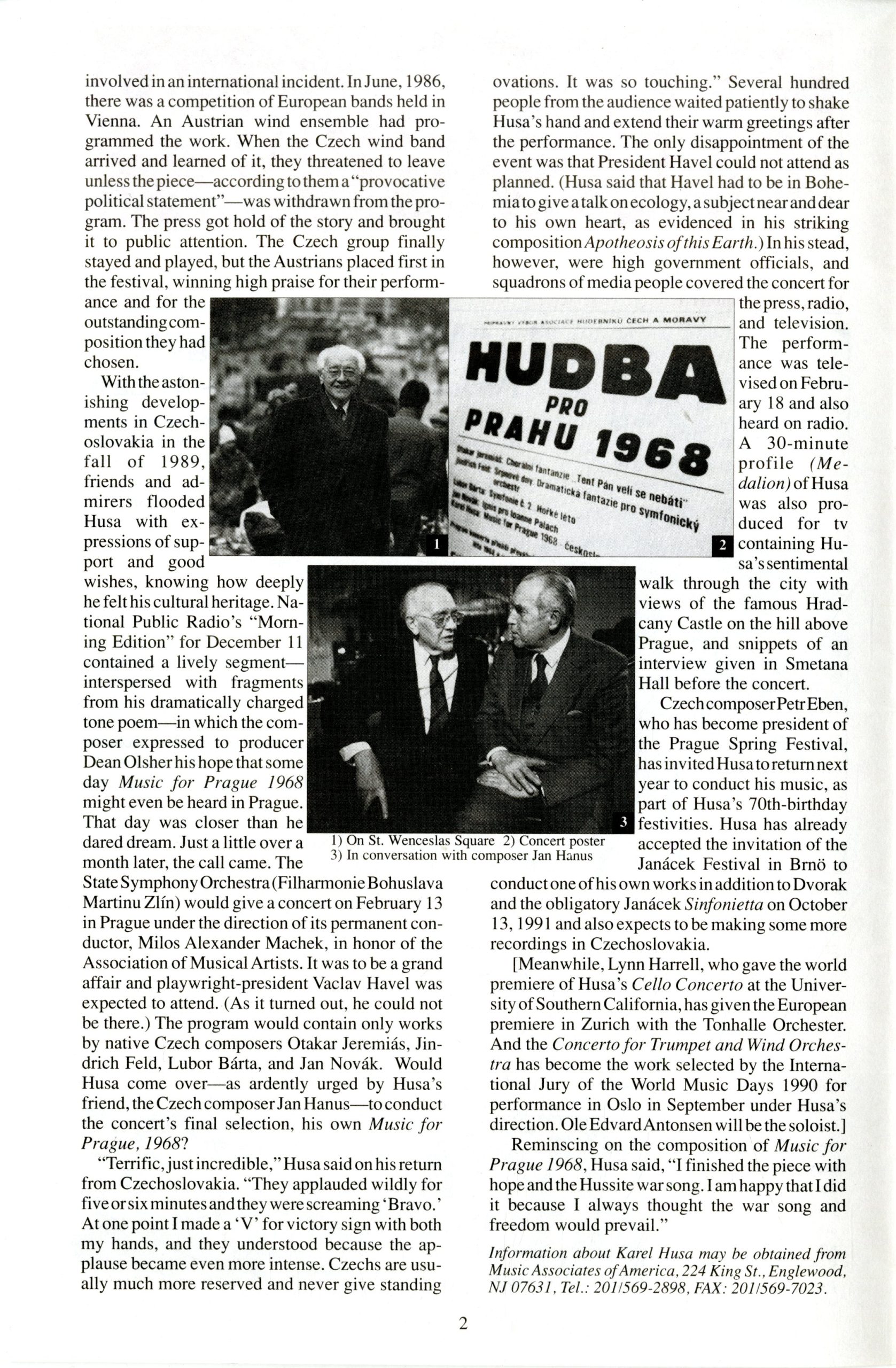 MAA article on Prague premiere (page 2). MAA article on Prague premiere (page 2).