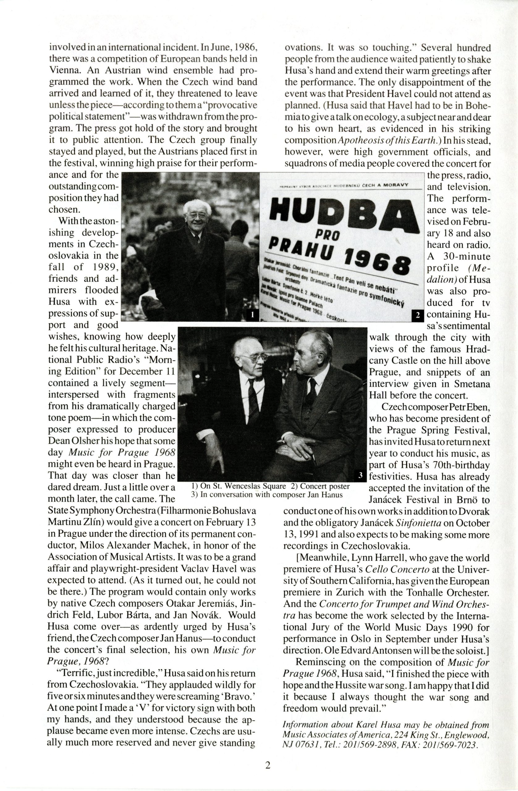 MAA article on Prague premiere (page 2).