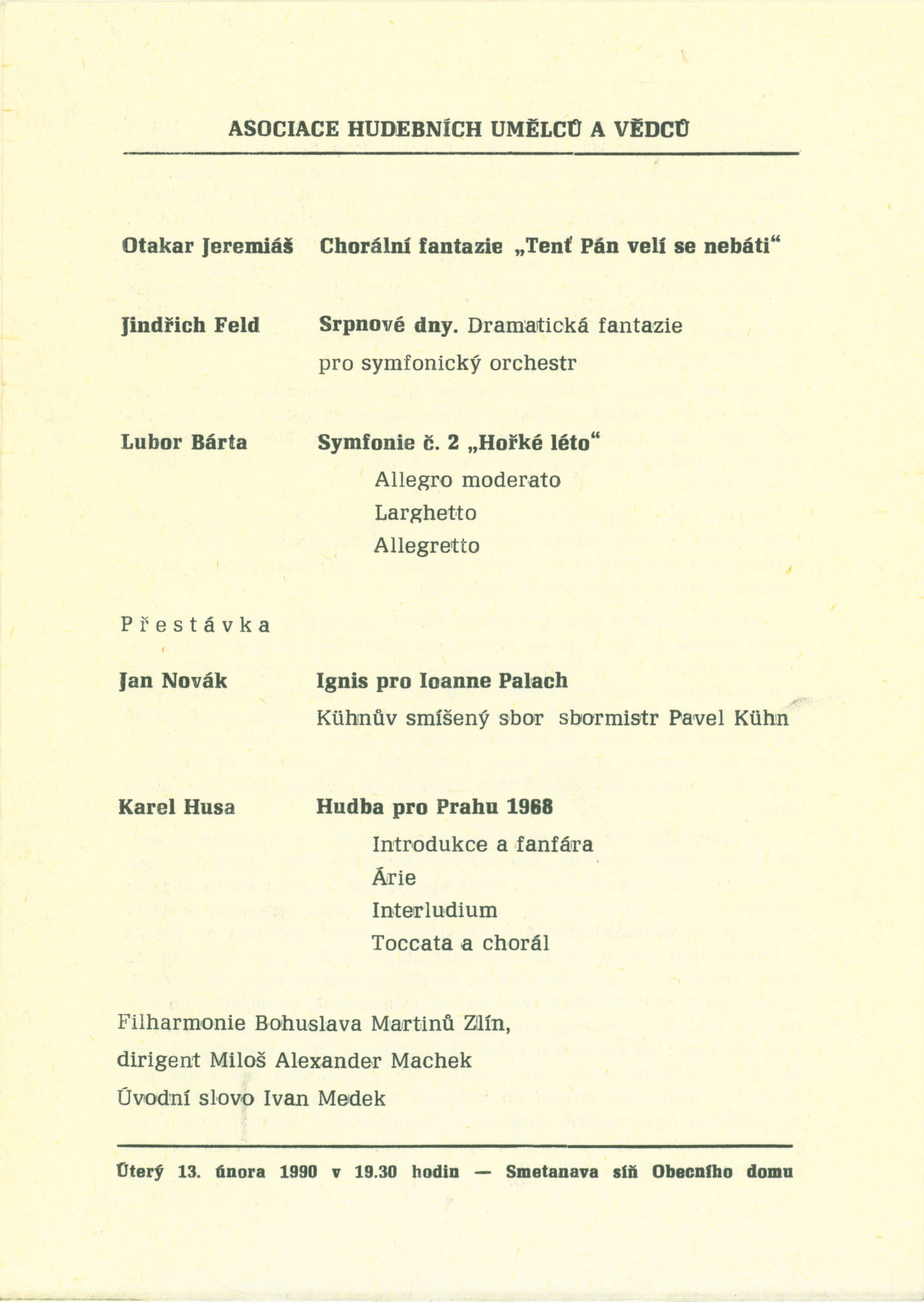 Program from Prague premiere (page 1).