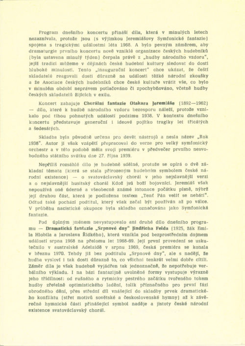 Program from Prague premiere (page 2).